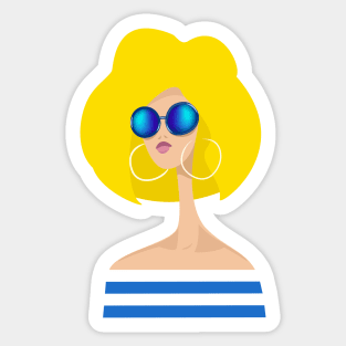 Cool Blonde in Blue Glasses Sticker